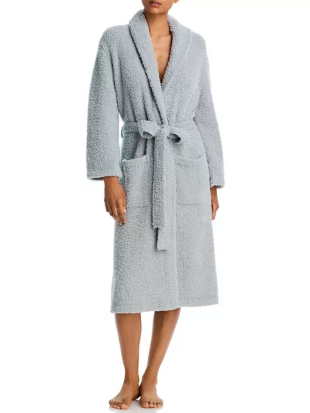 Barefoot Dreams Cozy Shawl Collar Robe in Light Gray